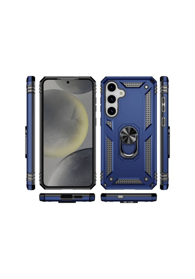 Galaxy S24 Uyumlu Zırhlı Tam Korumalı Yüzük Standlı Kılıf