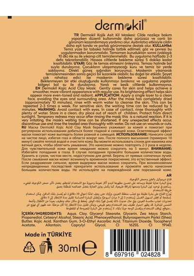 Dermokil Leke Karşıtı Kojik Asit Kil Maskesi Cilt Bakım Seti 30 Ml X 5 Adet