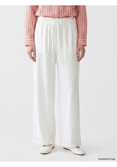 Lcw Modest Beyaz Beli Lastikli Keten Karışımlı Kadın Pantolon