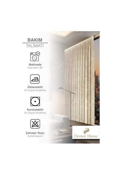 Br Demor Home 1/2 Sık Pile Ay Taşı Beji Kadife Dokulu Fon Perde Ütü İstemez En Çok Satılan