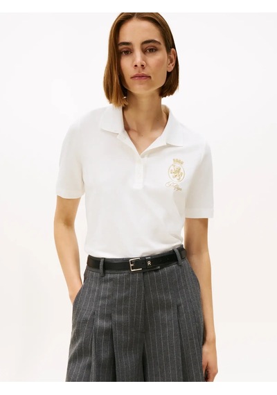 Tommy Hilfiger Gold Crest Reg Ss Po, Ybl Beyaz Kadın Polo T-shirt