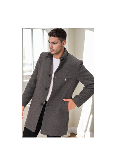 Plt9367 Dewberry Erkek Palto-düz Gri Düz Gri