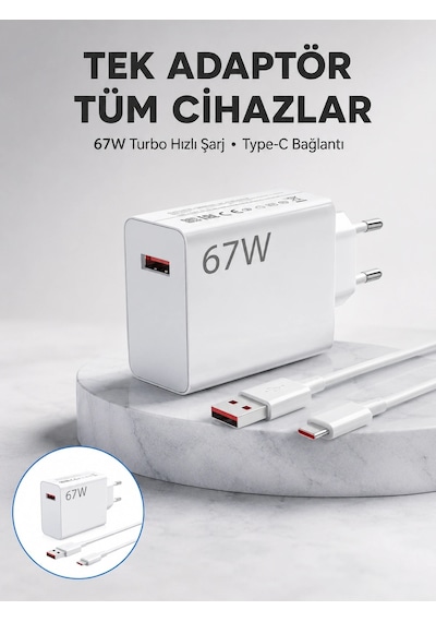 Akü Sarj Cihazı 67 Watt Güvenli Hızlı Şarj Adaptörü Samsung M31 M33 M51 Uyumlu Yeni Nesil