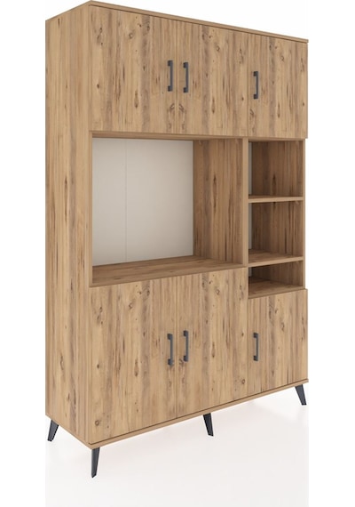 Hyperion Dolap 10 Raflı 6 Kapaklı 132x44x195 Çam-çam/çam Çam