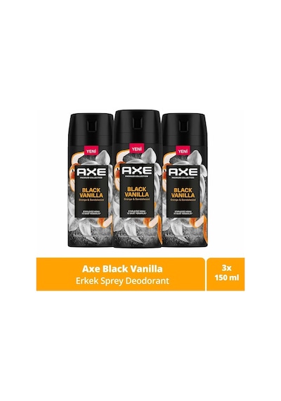 Axe Premium Collection Erkek Sprey Deodorant Black Vanilla 150 Ml X3