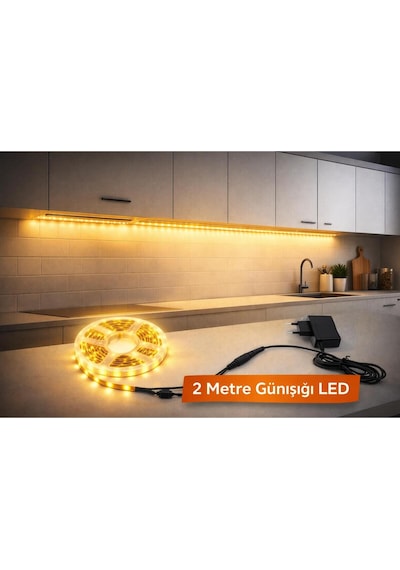 Mutfak Tezgah Üstü Için 2 M Günışığı Şerit Led12v Adaptör Tak Çalıştır Aç Kapa Anahtar