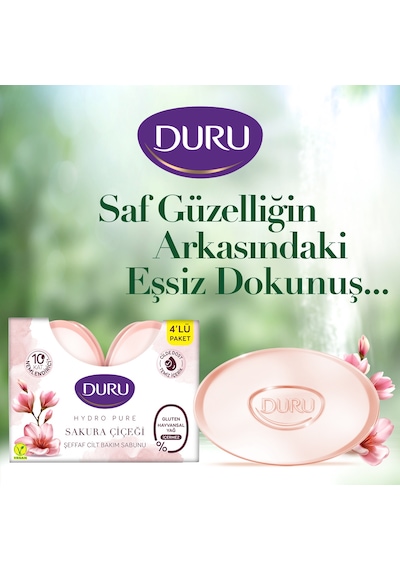 Duru Hydro Pure Sakura Çiçeği 8 Adet Şeffaf Cilt Bakım Sabunu 8x135 Gr Sakura Çiçeği