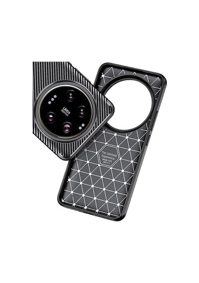 Xiaomi Mi 14 Ultra Kılıf Karbon Görünümlü Silikon Kamera Korumalı Üstün Koruma Pazarplus Siyah