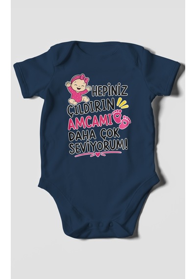 Morivokids Amcaya Özel Kısa Kollu Bebek Body %100 Pamuk Zbn166-kk Lacivert