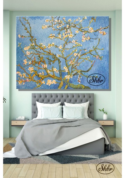 Tekli, Yatay, Kanvas, Dekoratif, Duvar, Tablosu , Vincent Van Gogh, Çiçek Açan Badem Ağacı,