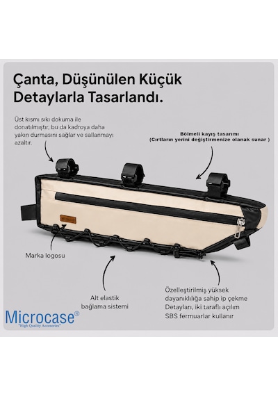 Microcase Bisiklet Kadro Arası Geniş Hacimli Fonksiyonel Bisiklet Çantası Al5611 Bej