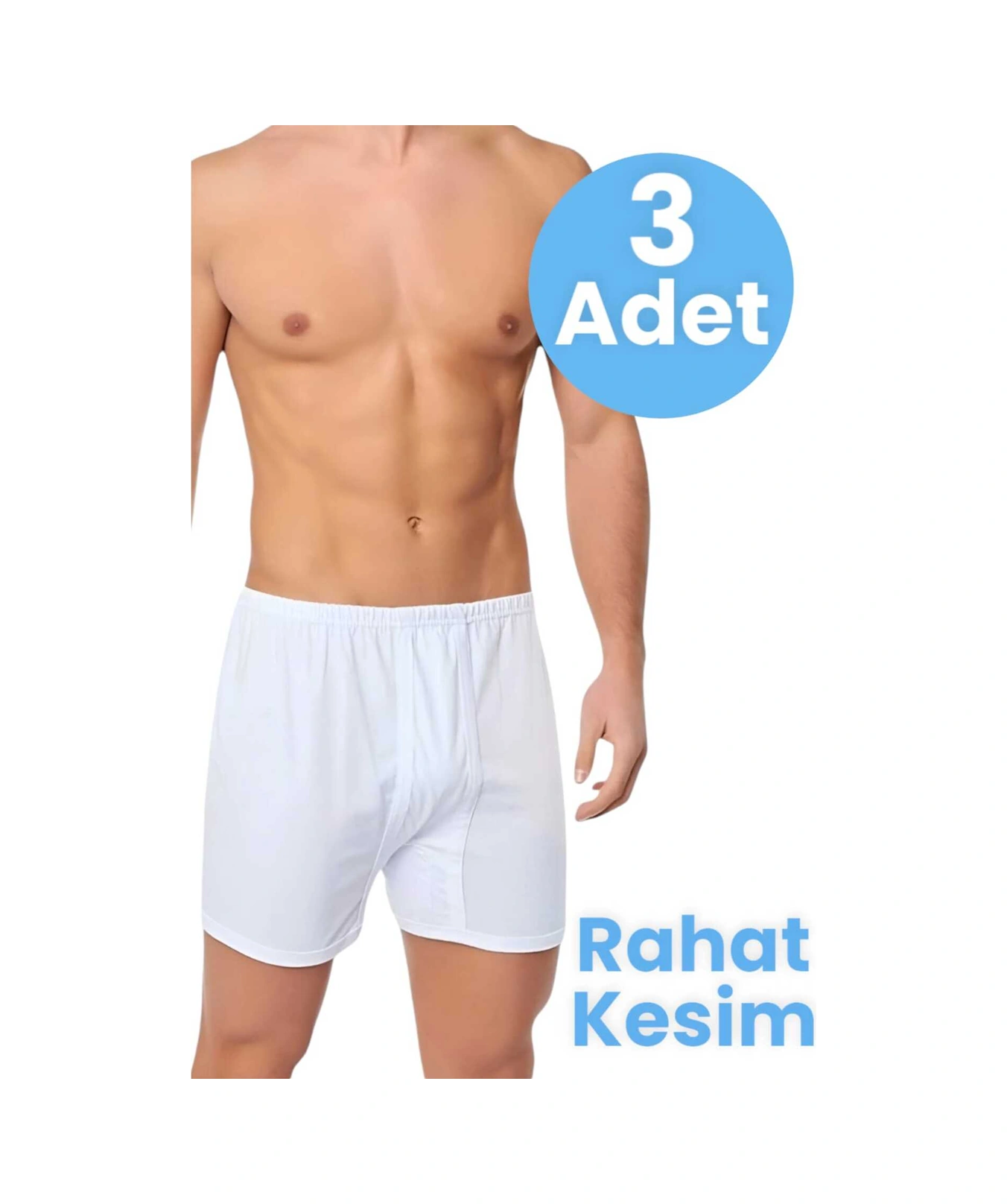 Tezzgelsin Erkek Rahat Kesim 3'lü Paçalı Pamuklu Külot Beyaz