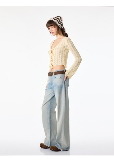 Koton Düşük Bel Pamuklu Düz Paça Denim Pantolon - Straight Fit Jean Açık İndigo 6sal40201md Koton Düşük Bel Pamuklu Düz Paça Denim Pantolon - Straight Fit Jean Açık İndigo 6sal40201md