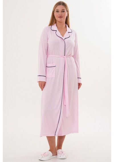 Mecit Pijama Mecit 6309 Pembe Kadın Uzun Sabahlık