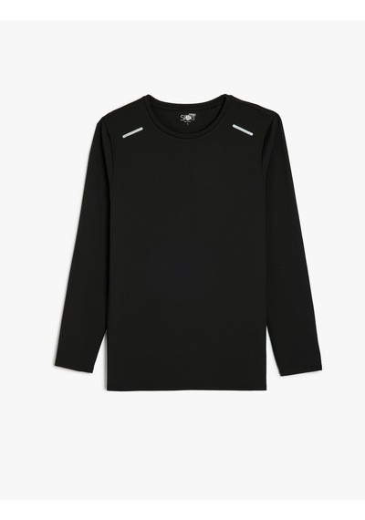 Koton Uzun Kollu Bisiklet Yaka Geometrik Baskılı Basic Spor Sweatshirt Siyah 5sam70018nk Siyah