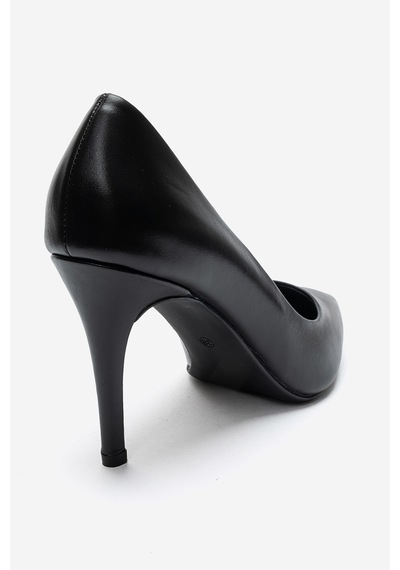 Luvi Shoes Morıel Siyah Cilt Hakiki Deri Kadın Topuklu Ayakkabı