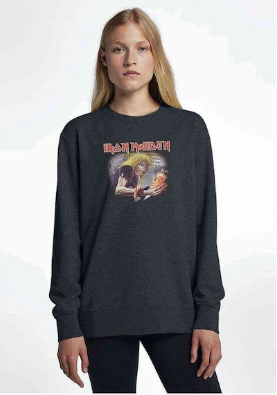 Iron Maıden Eddıe Newspaper Baskılı Füme Antrasit Kadın Sweatshi