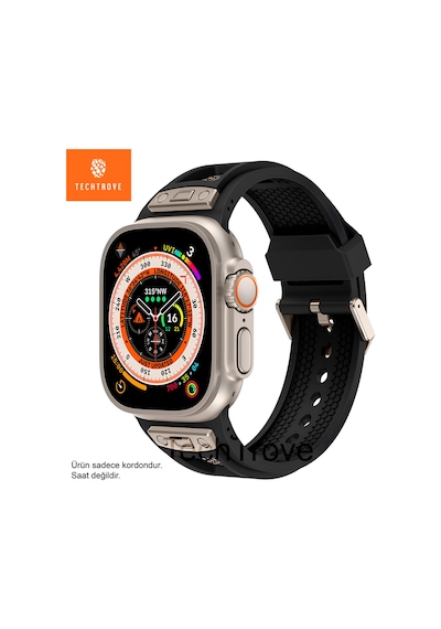 Apple Uyumlu Watch 2/3/4/5/6/7/8/9/se/ultra/ultra 2 44/45/46/49mm  Delikli Metal Süslemeli Kordon