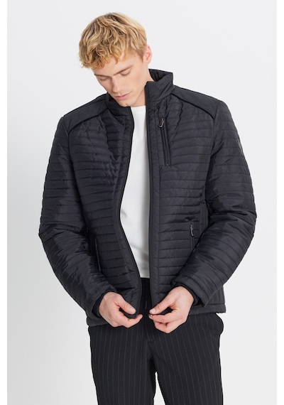 AC&Co / Altınyıldız Classics  Erkek  Sıyah Standart Fit Normal Kesim Dik Yaka Desenli Mont Siyah