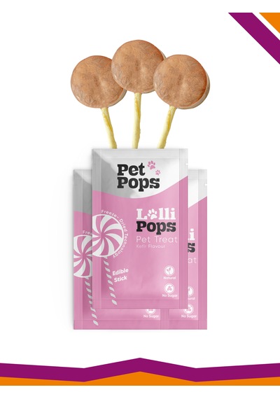 Lollipops Tavuk Ciğeri Kefir 3'lü Kedi Köpek Ödül Lolipopu