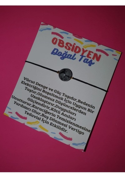 Gümüştel El Sanatları Sertifikalı Karlı Obsidyen Taşı Bileklik Çok Renkli