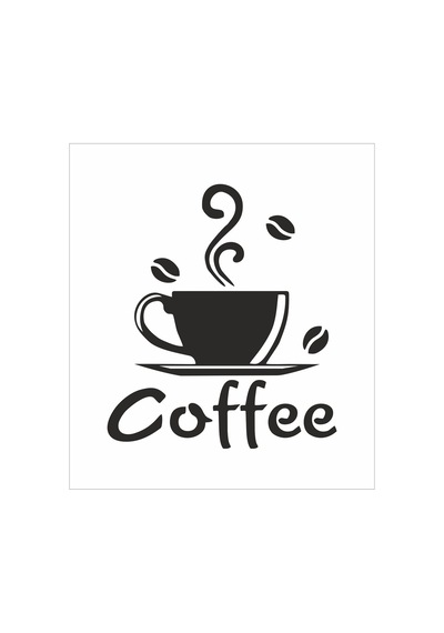 Mutfak Coffee Kapı Duvar Mutfak Sticker 30x26 Cm Siyah