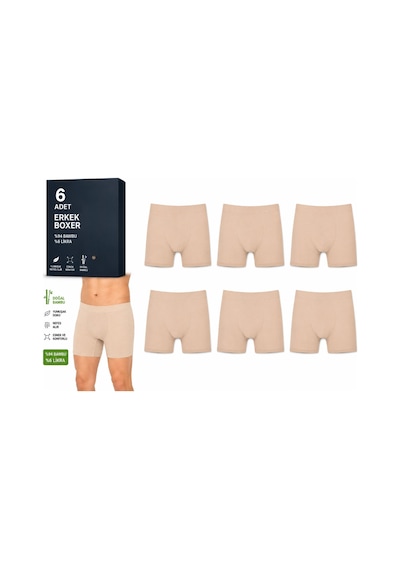 Yıldız Çamaşır Erkek Bambu Likralı Boxer 320-324 - 6 Adet Ten