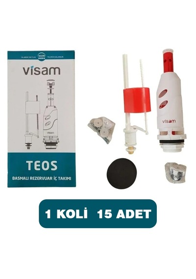 Visam Teos Basmalı Klozet Rezervuar İç Takımı, 15 Adet Çok Renkli