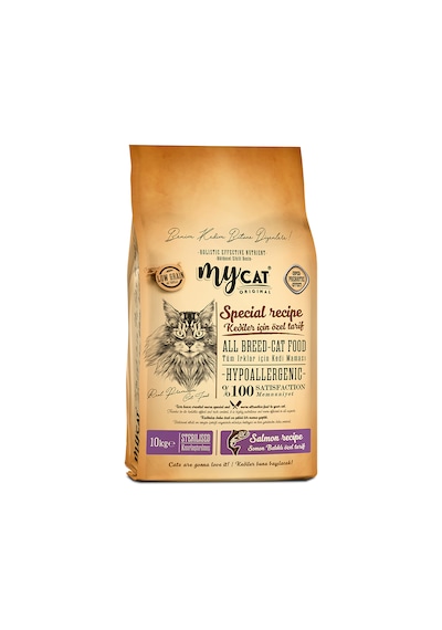 Mycat Az Tahıllı Somon Balıklı Diyet & Kısırlaştırılmış Yetişkin Kedi Maması 10 KG
