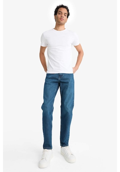 Defacto Slim Tapered Fit Dar Kalıp Normal Bel Daralan Paça Jean Pantolon G1307ax25aunm34 Mavi