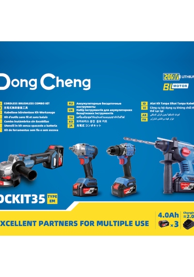 Dong Cheng DCKIT35 4'lü Set Kırıcı Delici + Darbeli Vidalama + Taşlama + Somun Sıkma