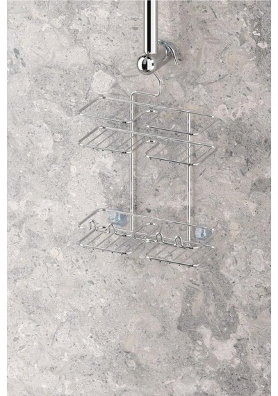 Geseus Duş Borusuna Asılabilir Kancalı Banyo Rafı Krom Bk067 Çok Renkli