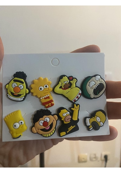 Simpson Desen Crocks Terlik Süsü Jibbitz Crocs Aksesuarı 8 Adet