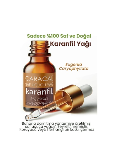 Caracal Doğal Karanfil Yağı 10ml %100 Saf Katkısız Karanfil Uçucu Yağı 10 ML