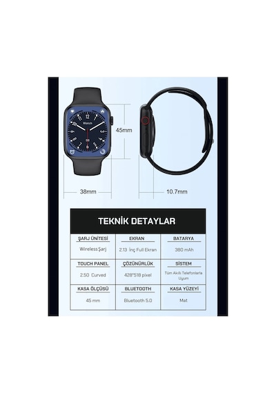 Smart Watch 7 Akıllı Saat Iphone Android Xiaomi Uyumlu Nabız Ölçer Aramalı Adım Sayar Tam Ekran Siyah - 505382605 Smart Watch 7 Akıllı Saat Iphone Android Xiaomi Uyumlu Nabız Ölçer Aramalı Adım Sayar Tam Ekran Siyah - 505382605