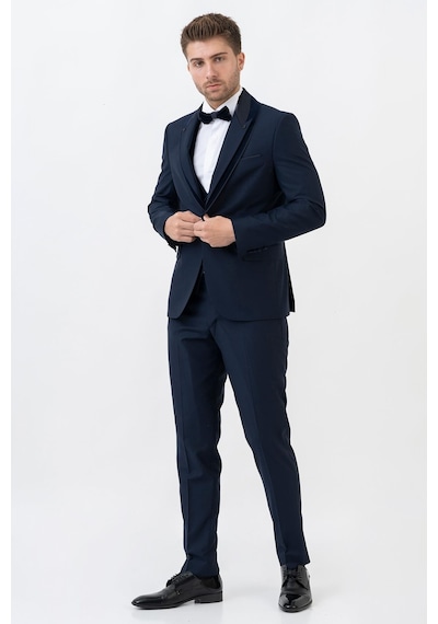 White Stone Amsterdam D0115 Slim Fit 6 Drop Şal Yaka Damatlık Takım Elbise K.Laci - 48 Koyu Lacivert