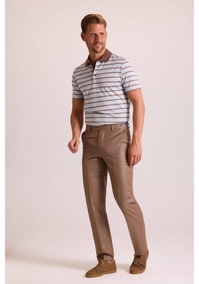 Erkek Bej Regular Fit Yün Kumaş Pantolon