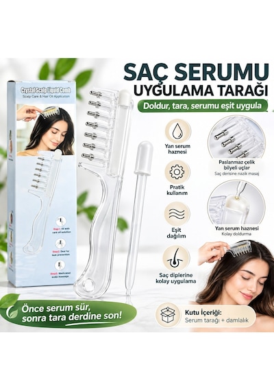 Bijutakı Sıvı Hazneli Saç Serum Uygulama Tarağı Masaj Başlıklı Pratik Saç Bakım Tarağı Serum Tarağı