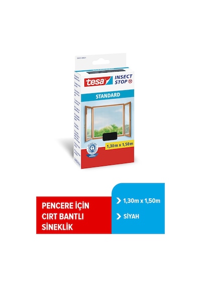 Sineklik, Standart, Cırt Bantlı, Pencere İçin, Kesilerek Ayarlanabilir, Siyah, 1.30m X 1.50m