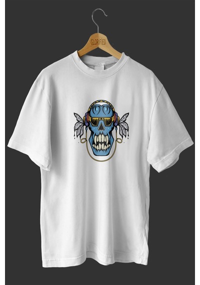 Noıssey -wed Maymunator Tasarım Baskılı Oversize T-shirt Tişört Sokak Tarzı Beyaz