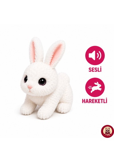 Oyuncak Tavşan Taşıma Çantalı Sesli Hareketli Pilli, Emekleme Oyuncağı Aksesuarlı Çocuklar İçin Eğitici Hayvan Sevgisi Pembe