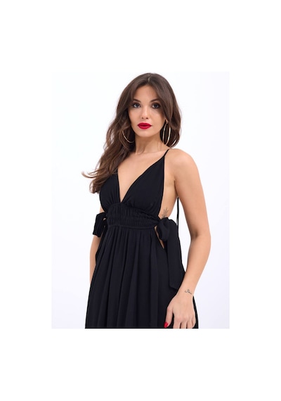 Fashion Cocktail İp Bağlama Askılı Yan Dekolteli Bağcık Fiyonk Pamuklu Maxi Uzun Tatil Beach Yazlık Elbise Siyah Fashion Cocktail İp Bağlama Askılı Yan Dekolteli Bağcık Fiyonk Pamuklu Maxi Uzun Tatil Beach Yazlık Elbise Siyah
