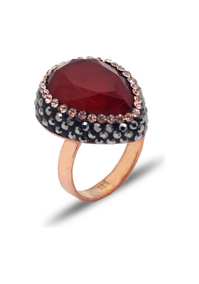 Yakut Ve Swarovski Taşlı 925 Ayar Gümüş Kadın Üçlü Set 201025576