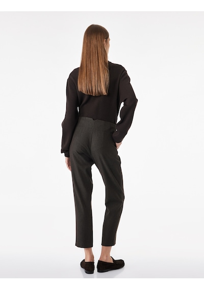 Koton Slim Fit Düz Kısa Paça Viskon Karışımlı Cigarette Pantolon Kahverengi 7wak40037uw Kahve
