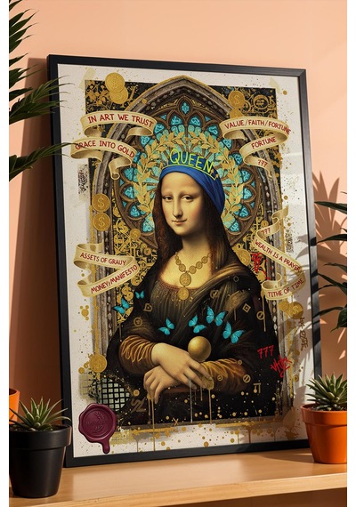 Leonardo Da Vinci Mona Lisa Çerçeveli Tablo Giyinme Odası Makyaj Masası Arkası Dekoru Street Art