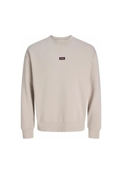 Jack & Jones Jack&jones 12300444 Jcoclub Badge Sweat Crew Neck Grey Erkek Sweatshirt Krem