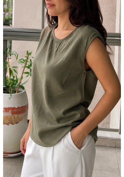 Bb Butik Basic Tasarım Dokuma Modal Kumaş Kolsuz Bluz Rahat Kalıp Modern Kadın Bluz My3535 haki Bb Butik Basic Tasarım Dokuma Modal Kumaş Kolsuz Bluz Rahat Kalıp Modern Kadın Bluz My3535 haki
