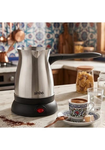 Çelik Elektrikli Cezve Türk Kahve Makinesi - 6fincan 500ml 360 Kablosuz Kullanım Katlanır Kulp Scm-9038 5705