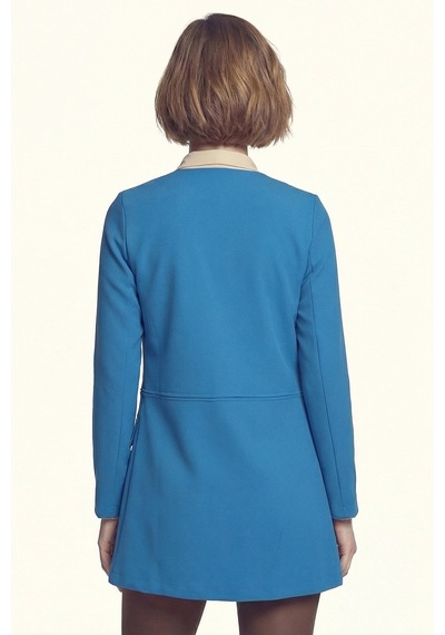Armonika Kadın Mavi Beli Dikişli Uzun Ceket Arm-26k001017