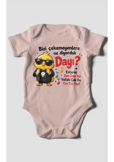 Morivokids Bizi Çekemeyenlere Ne Yazılı Kısa Kollu Bebek Body %100 Pamuk Pastel Pembe